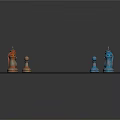 Ornate Chessboard With Blue And Brown Chess Pieces On Checkerboard Pattern