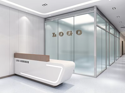 Modern Hospital Outpatient Clinic Interior With Reception Desk And Glass Walls 3d model