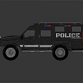Black Armored Functional Police Vehicle With Red Blue Police Lights