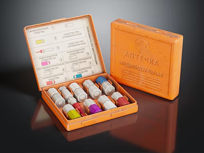 Open Orange Antigen Test Kit Case With Colored Vials And Labels 3d model
