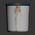 White Mug With Blue Rim Orange Textures And Blue Handle Design