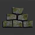 Wooden Stone Stacked Blocks With Moss Covered Colorful Spots And Natural Texture