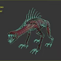 Red Spiked Monster Game Movie Character With Sharp Teeth And Claws