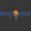Detailed Orbital Space Satellite With Blue Solar Panels And Deployable Antennas
