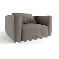 Modern Minimalist Gray Fabric Single Sofa Design With Cushion And Armrest