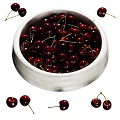 Fresh Ripe Cherries Filled in White Bowl with Some Scattered Around