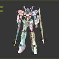 Futuristic White Robot Mecha With Red Blue Accents And Long Swords