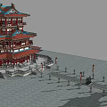 Chinese Pagoda Ancient Architecture Tower Temple Book Pavilion 3d model