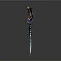 Decorative Mythical Sword With Blue Blade Golden Hilt And Eagle Wing Design