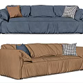 Navy Blue And Brown Sectional Sofas With Decorative Accent Pillows In Modern Style