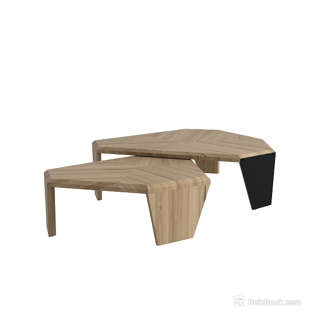 Modern Wooden Coffee Table With Unique Geometric Design And Sturdy Structure 3d model