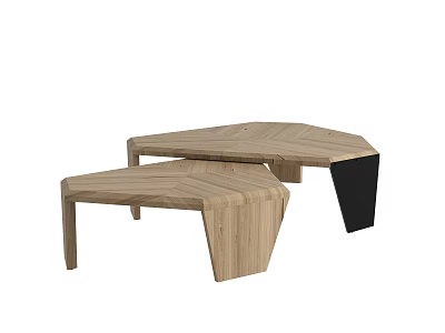 Modern Wooden Coffee Table With Unique Geometric Design And Sturdy Structure 3d model