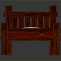 Solid Wooden Bed Frame With Red Patterned Bedspread And White Pillow