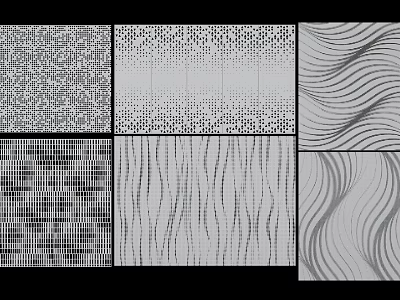 Various Black And White Abstract Texture Patterns With Geometric And Wave Designs 3d model