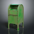 Vintage Green Metal Cabinet with Arched Top Distressed Finish and Drawer