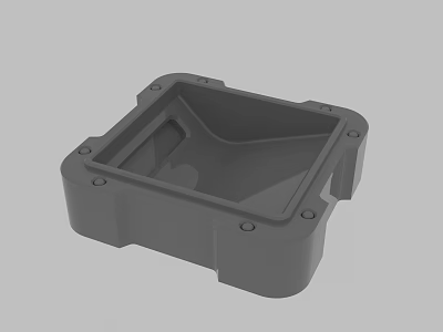 Gray Square Industrial Plastic Housing With Screw Holes And Support Base 3d model