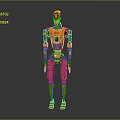 Orange Black Robot Design With Mechanical Joints And Chest Display Panel