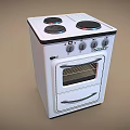 Vintage White Kitchen Stove With Four Burners And Glass Oven Door
