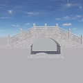 Ancient Stone Arch Bridge With Detailed Railings Under Blue Sky And Clouds