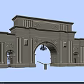 Classical Entrance Gate With Ornate Carvings Arched Design And Decorative Columns