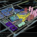 Aerial View Planning of Integrated Urban Development With Buildings Green Spaces and Waterways