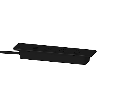 Black Switch Panel With Multiple Outlets And Integrated Power Cable Design 3d model