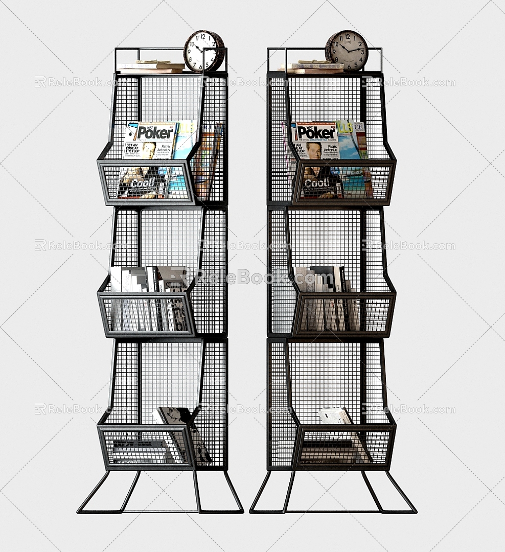 Industrial LOFT Magazine Rack Decoration 3d model