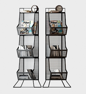 Industrial LOFT Magazine Rack Decoration 3d model