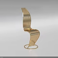 Modern Golden Metallic Leisure Chair With Curved Design And Circular Base