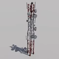 Tall Communication Tower with Metal Framework Multiple Antennas and Satellite Dishes