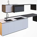Modern Minimalist Kitchen Counter Design With Sink Faucet And White Cabinets