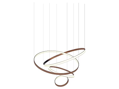 Modern Contemporary Chandelier Featuring Intertwined Circular Rings and Warm Brown Tones 3d model