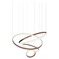Modern Contemporary Chandelier Featuring Intertwined Circular Rings and Warm Brown Tones