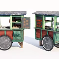 Functional Mobile Food Cart With Storage Drawers And Food Service Signage