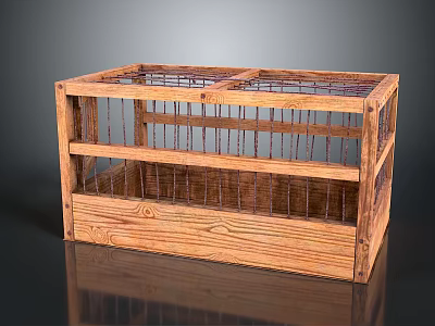 Wooden Animal Cage With Wire Mesh And Open Design For Small Pets 3d model