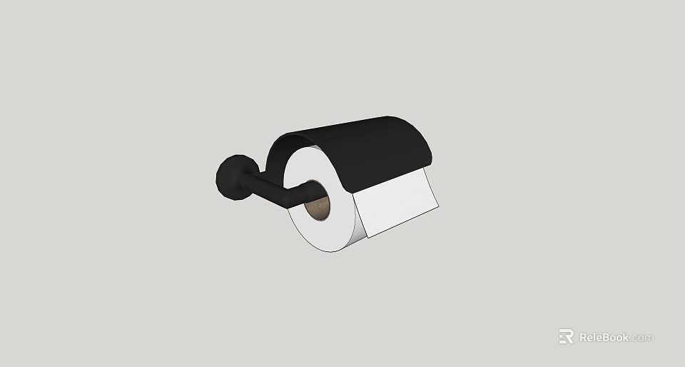 Modern Bathroom Toilet Paper Holder With Black Design And Rolled Paper 3d model 