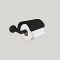 Modern Bathroom Toilet Paper Holder With Black Design And Rolled Paper
