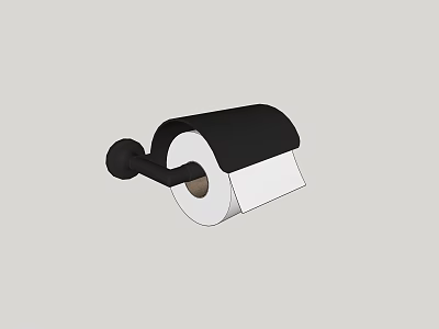 Modern Bathroom Toilet Paper Holder With Black Design And Rolled Paper 3d model