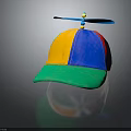 Vibrant Patchwork Hat With Propeller On Top And Multicolored Panels