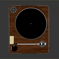Vintage Turntable With Wooden Surface Black Platter And Metal Tonearm