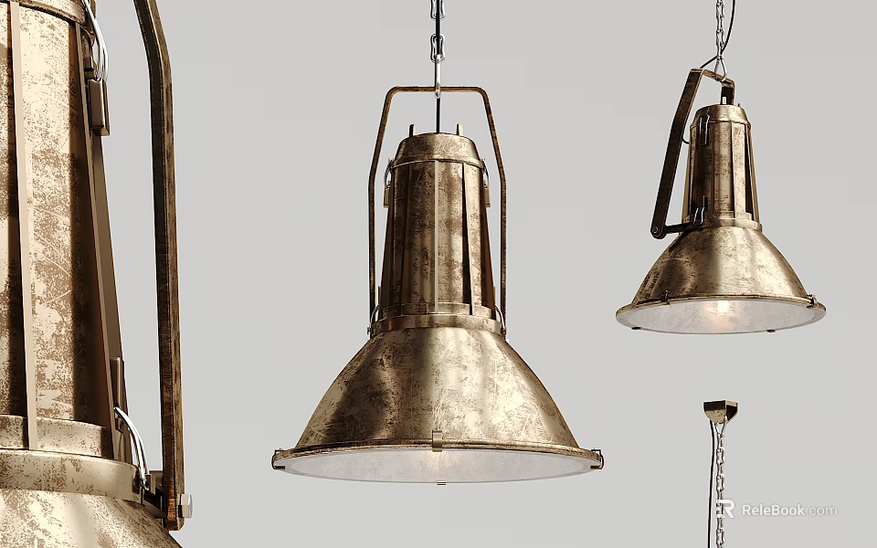 High Quality Vintage Industrial Metal Pendant Light with Conical Shade Hanging Design 3d model 