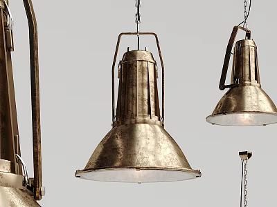 High Quality Vintage Industrial Metal Pendant Light with Conical Shade Hanging Design 3d model
