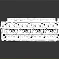 Metal Car Engine Cylinder Head with Holes and Bolts Placed on Smooth Black Reflective Surface