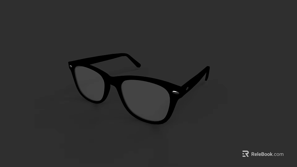 Stylish Black Rectangular Frame Glasses With Modern Design For Everyday Wear 3d model 