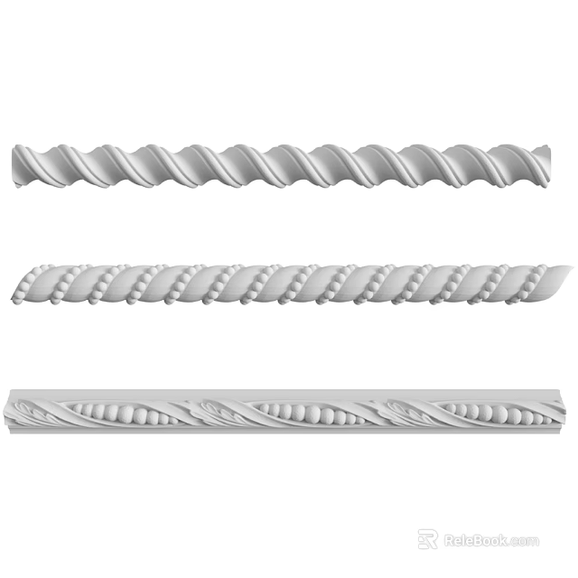 Ornate Decorative Architectural Components Featuring Spiral Beaded And Leaf Patterns 3d model 