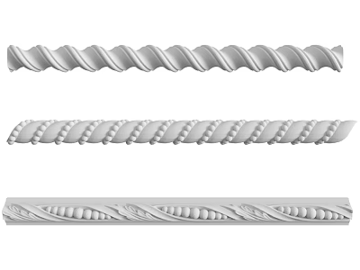 Ornate Decorative Architectural Components Featuring Spiral Beaded And Leaf Patterns 3d model