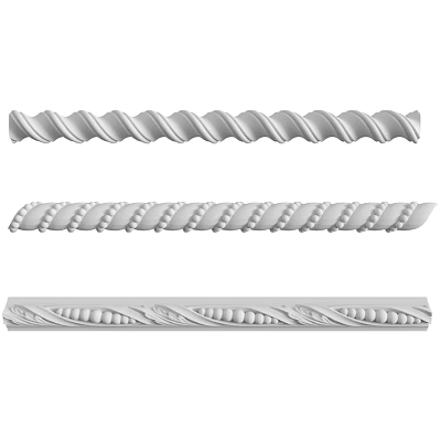 Ornate Decorative Architectural Components Featuring Spiral Beaded And Leaf Patterns 3d model