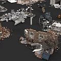Collection of Different Crushed Stone Pieces and Recycled Wood Waste Materials