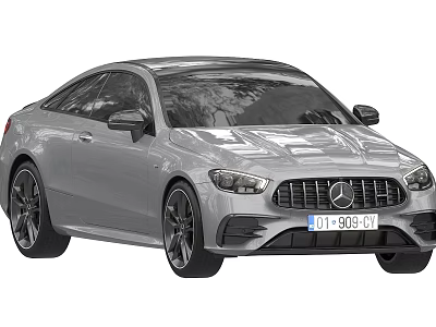 Sleek Silver Mercedes Benz Coupe Car With Modern Exterior And Alloy Wheels 3d model