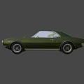 Classic Green Two Door Muscle Car With Sleek Body And Chrome Accents